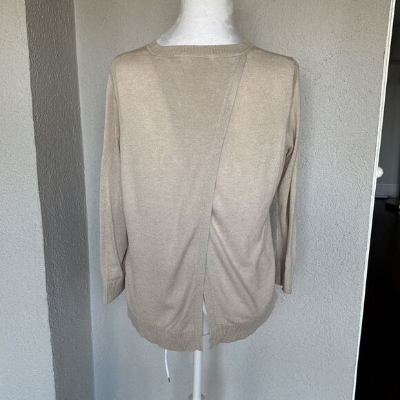 Calvin Klein Beige And White Layered Cotton Sweater - Size Small - Picture 8 of 9